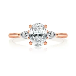 Zadok Collection Oval Diamond Pear Sidestones Engagement Ring