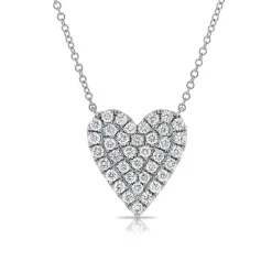 Zadok Collection Pave Diamond Heart 0.65ct Necklace