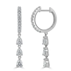 Zadok Collection Pear-Shape Diamond Drop Huggie Earrings
