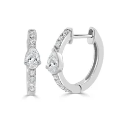 Zadok Collection Pear-Shape Diamond Huggie Earrings