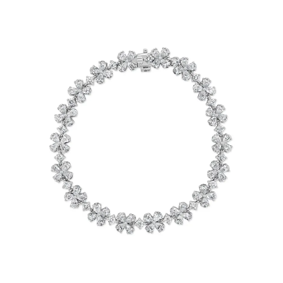 Zadok Collection Pear-Shaped Diamond Flower Bracelet