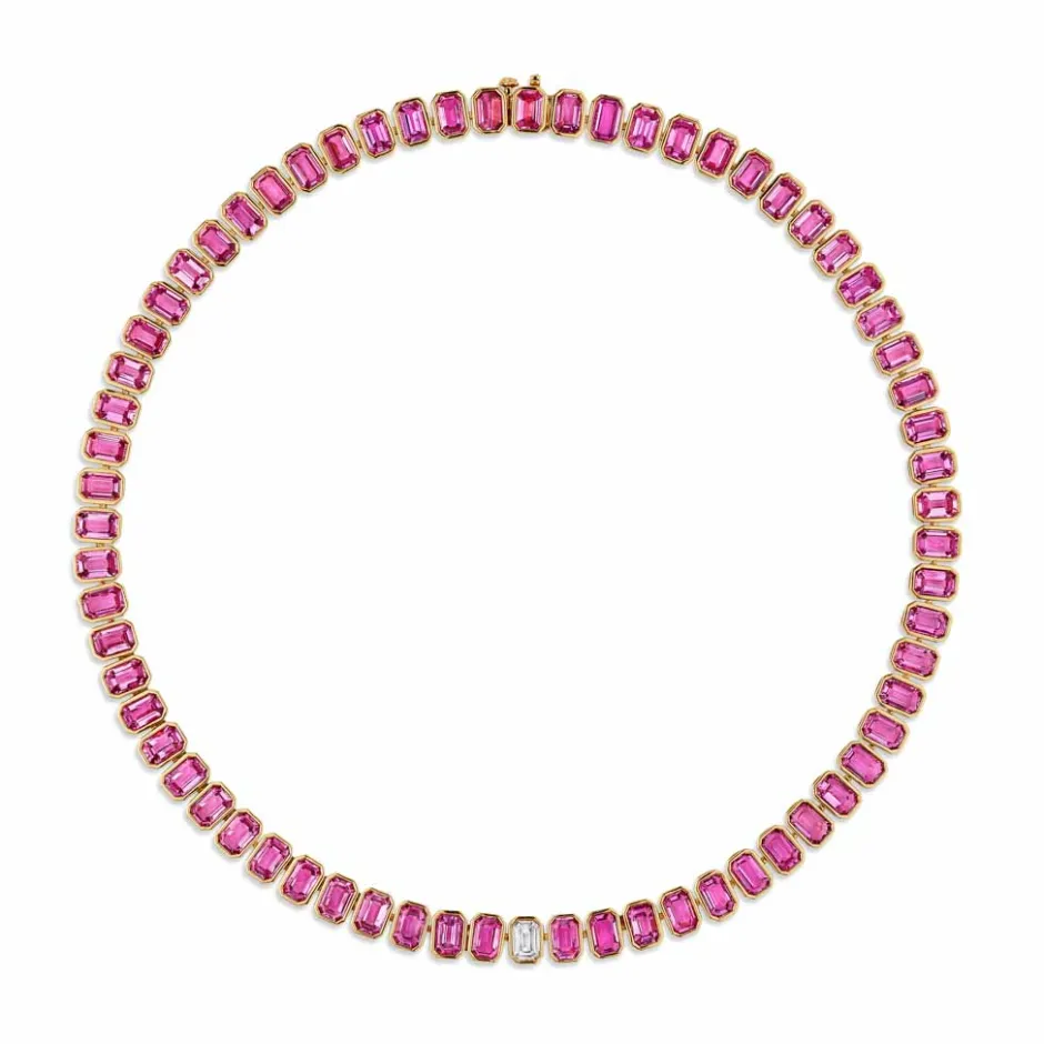 Zadok Collection Pink Sapphire And Diamond Choker Necklace