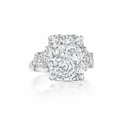 Zadok Collection Prong Trapizoid Baguette Diamond Engagement Ring for a 10ct Radiant