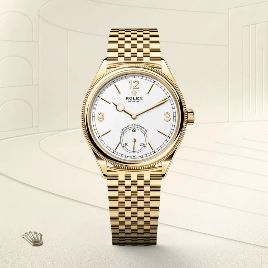 rolex 1908 39 mm, 18 ct yellow gold, polished finish M52508-0008