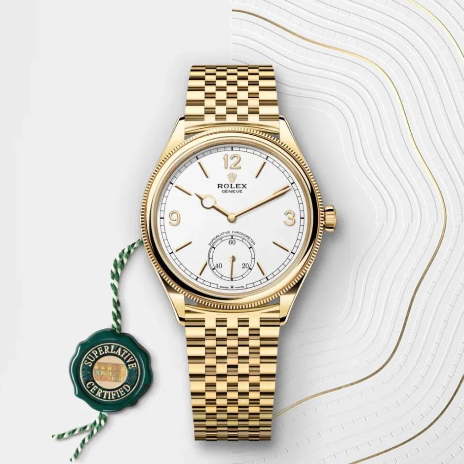 rolex 1908 39 mm, 18 ct yellow gold, polished finish M52508-0008