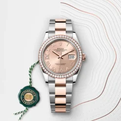 rolex  Datejust 36 Oyster, 36 mm, Oystersteel, Everose gold and diamonds M126281RBR-0016