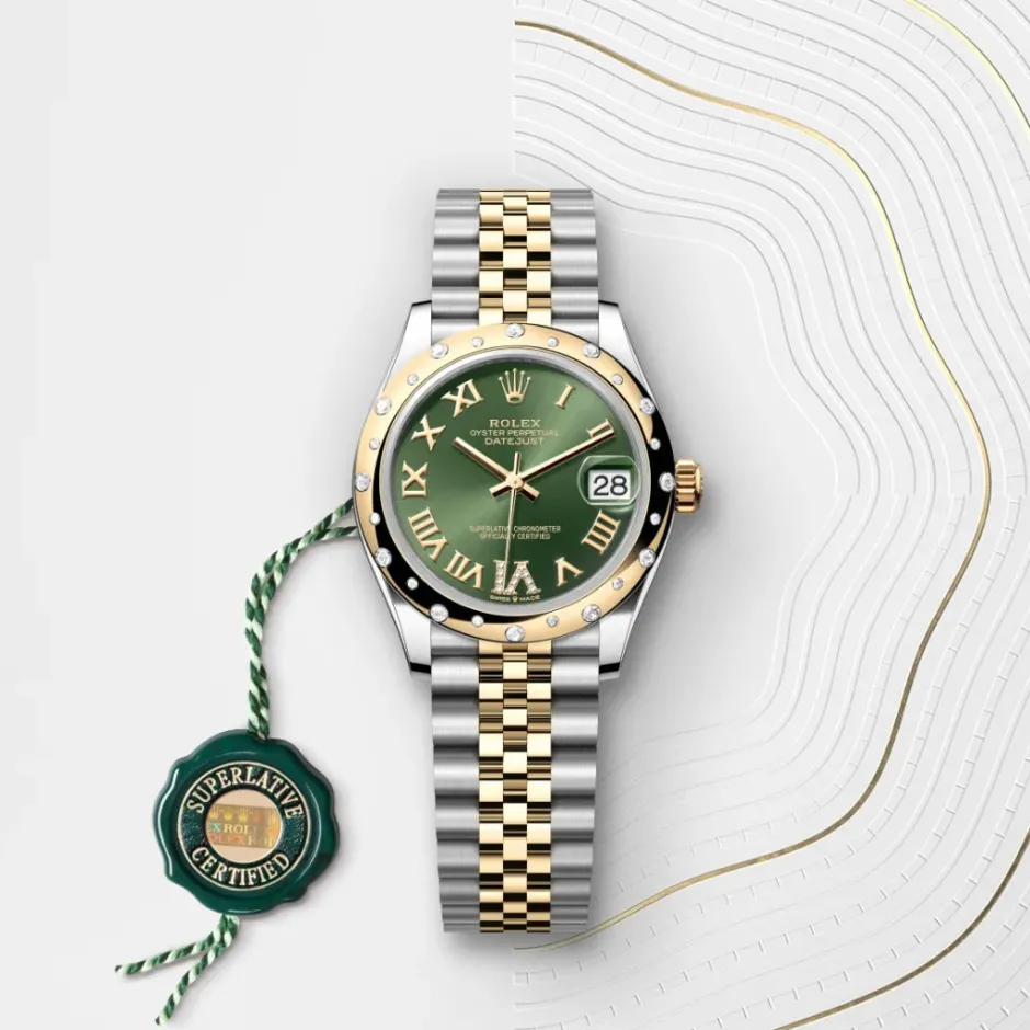 rolex Datejust 31 Oyster, 31 mm, Oystersteel, yellow gold and diamonds M278343RBR-0016