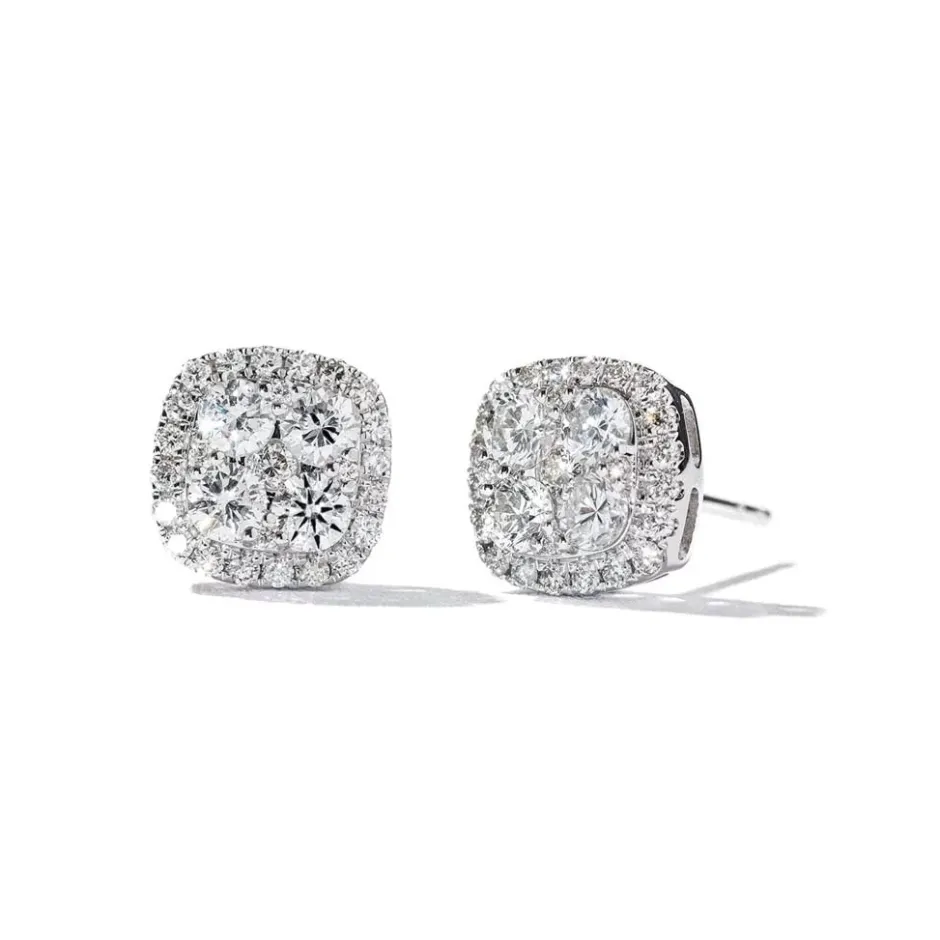 Zadok Collection Round Diamond Halo Earrings