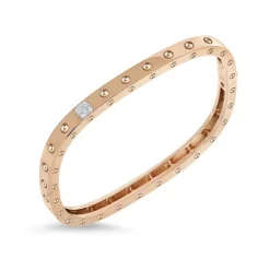 Roberto Coin 1 Row Square With Diamonds Bangle