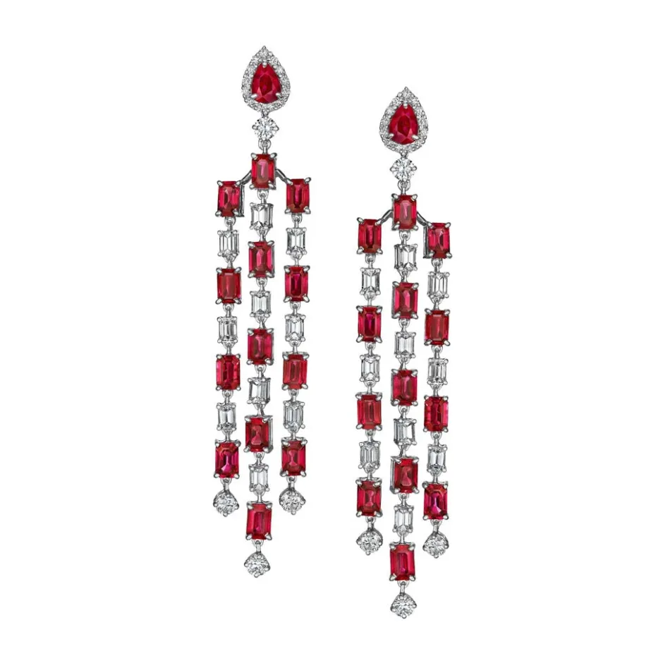 Zadok Collection Ruby And Diamond Earrings