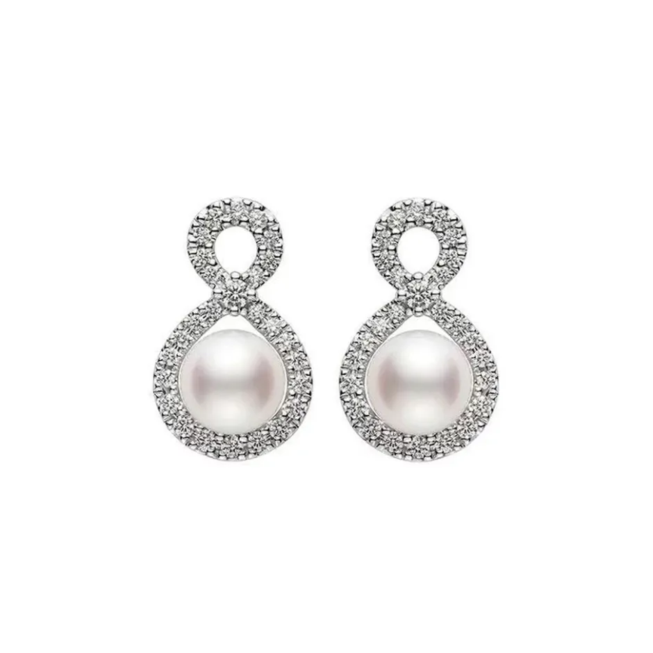 Mikimoto Ruyi Collection Akoya Cultured Pearl And Diamond Earrings