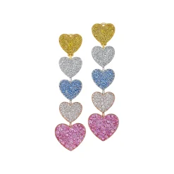 Zadok Collection Sapphire and Diamond Pave Heart Dangle Earrings