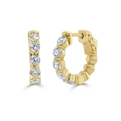 Zadok Collection Shared Prong Huggie 15mm Diamond Earrings