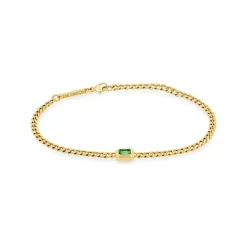 Zoe Chicco Small Curb Chain Emerald Bezel Bracelet