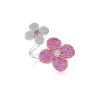 Zadok Collection Split Band Double Flower Pave Pink Sapphire And Diamond Ring
