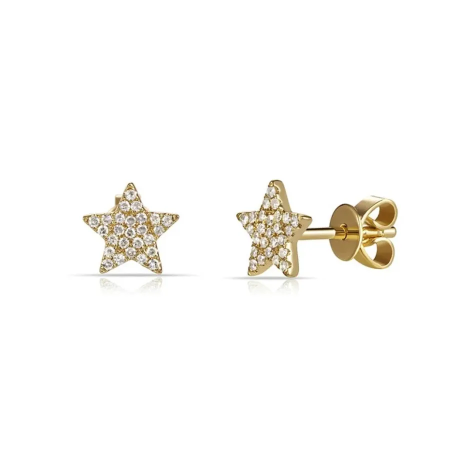 Zadok Collection Star Pave Stud Diamond Earrings 0.2ctw