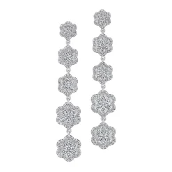 Zadok Collection Station Flower Pave Dangle Diamond Earrings