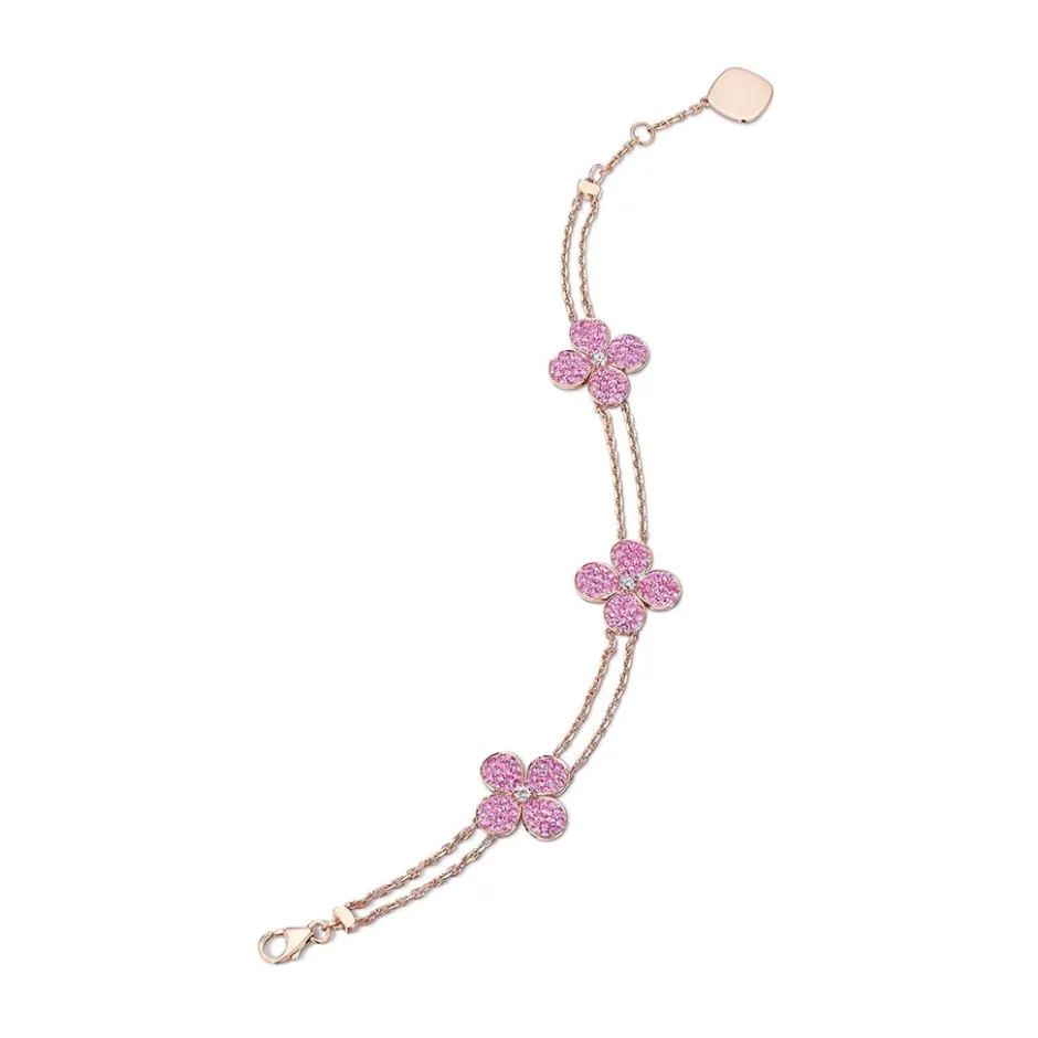 Zadok Collection 6 Station Flower Pave Pink Sapphire And Diamond Bracelet
