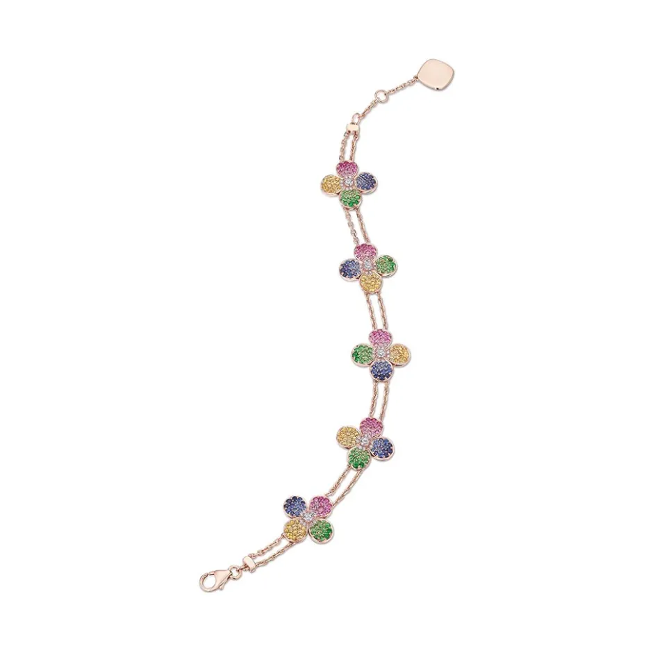 Zadok Collection 5 Station Flower Pave Rainbow Sapphire Bracelet