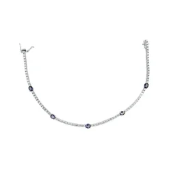 Zadok Collection Station 7in Diamond And Blue Sapphire Bracelet