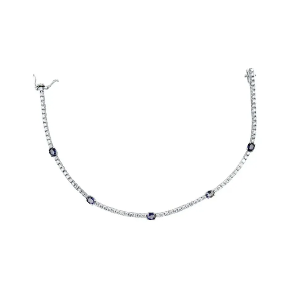 Zadok Collection Station 7in Diamond And Blue Sapphire Bracelet