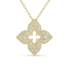Roberto Coin Venetian Princess Pave Flower Diamond Link Pendant
