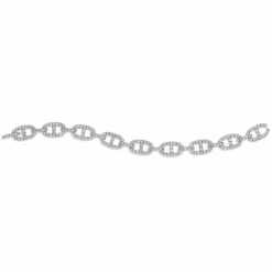 Zadok Collection White Gold Link With 5.58ctw Pave Diamonds Bracelet