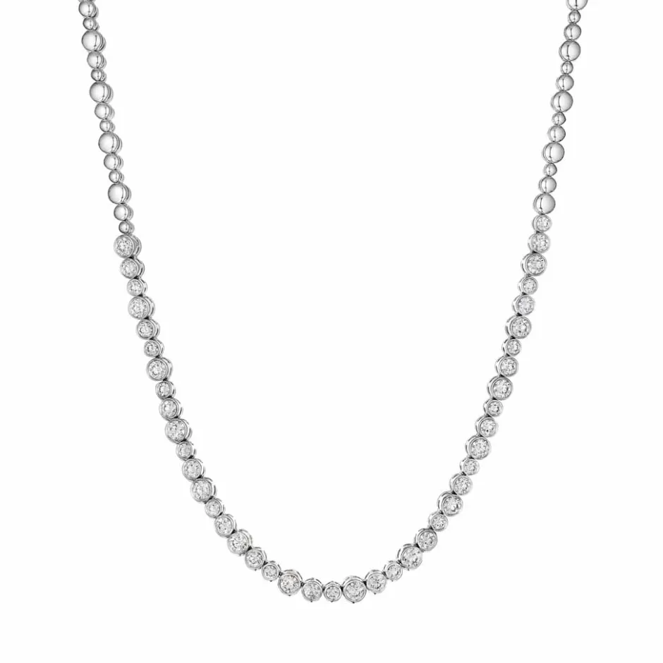 Zadok Collection White Gold Tennis With 6.78ctw Bezel Set Diamonds Necklace